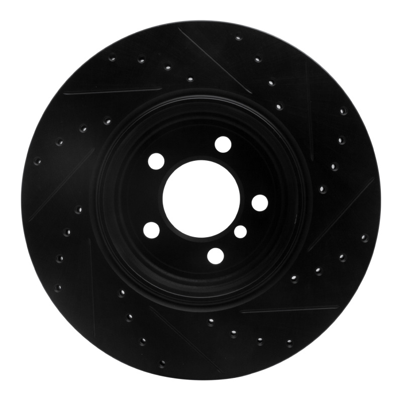 BMW 760LI Brake Rotor (1) - Rear Left - R1 Concepts - Drilled & Slotted - Black - `02-`05